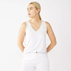 Petite Nine West Essential V-Neck Easy Tank -Deals My Glow Wardrobe Store 5234801 White