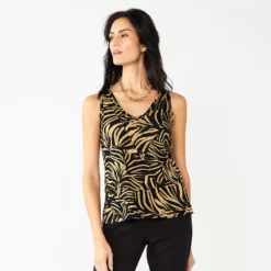 Petite Nine West Essential V-Neck Easy Tank -Deals My Glow Wardrobe Store 5234801 Zebra
