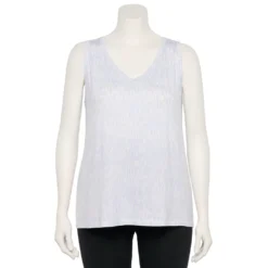 Plus Size Nine West Essential Easy V-Neck Tank -Deals My Glow Wardrobe Store 5235544 Blue Ikat Dot