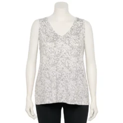 Plus Size Nine West Essential Easy V-Neck Tank -Deals My Glow Wardrobe Store 5235544 Gray Flowy Animal