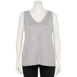 Plus Size Nine West Essential Easy V-Neck Tank -Deals My Glow Wardrobe Store 5235544 Gray Fox Heather