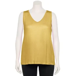 Plus Size Nine West Essential Easy V-Neck Tank -Deals My Glow Wardrobe Store 5235544 Santa Cruz Yellow