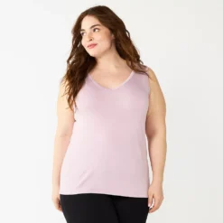 Plus Size Nine West Essential Easy V-Neck Tank -Deals My Glow Wardrobe Store 5235544 Washed Grape
