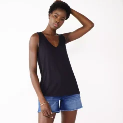 Women's Nine West Easy V-Neck Tank -Deals My Glow Wardrobe Store 5237679 Black