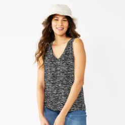Women's Nine West Easy V-Neck Tank -Deals My Glow Wardrobe Store 5237679 Black Horizon Stripe