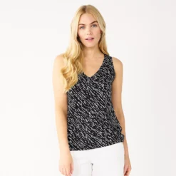 Women's Nine West Easy V-Neck Tank -Deals My Glow Wardrobe Store 5237679 Black Wood Diagonal