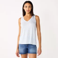 Women's Nine West Easy V-Neck Tank -Deals My Glow Wardrobe Store 5237679 Light Blue Ikat