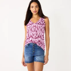 Women's Nine West Easy V-Neck Tank -Deals My Glow Wardrobe Store 5237679 Purple Ikat