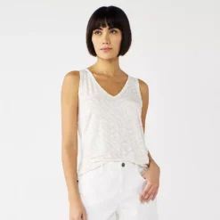 Women's Nine West Easy V-Neck Tank -Deals My Glow Wardrobe Store 5237679 White Zebra