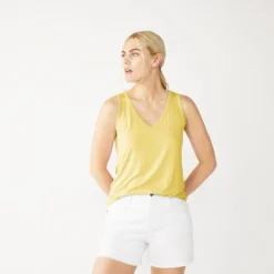 Women's Nine West Easy V-Neck Tank -Deals My Glow Wardrobe Store 5237679 Yellow