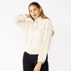 Petite Nine West Draped Bomber Jacket