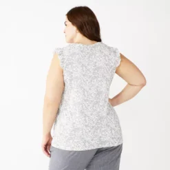 Plus Size Nine West Ruffle Shoulder Tank -Deals My Glow Wardrobe Store 5245346 ALT