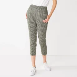 Women's Nine West Curvy Relaxed Pintucked Crop Pants -Deals My Glow Wardrobe Store 5245416 Camel Houndstooth