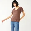 Petite Nine West Essential Short Sleeve V-Neck Tee -Deals My Glow Wardrobe Store 5246433 Amethyst Raisin