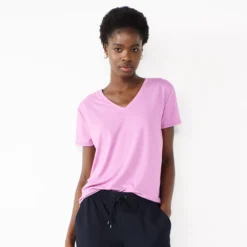 Petite Nine West Essential Short Sleeve V-Neck Tee -Deals My Glow Wardrobe Store 5246433 Lavender Mauve