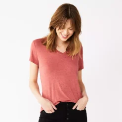 Petite Nine West Essential Short Sleeve V-Neck Tee -Deals My Glow Wardrobe Store 5246433 Mauve Jewel Nep