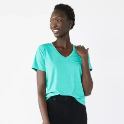 Petite Nine West Essential Short Sleeve V-Neck Tee -Deals My Glow Wardrobe Store 5246433 Reef