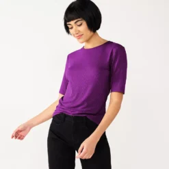 Petite Nine West Essential Elbow Sleeve Tee -Deals My Glow Wardrobe Store 5247058 Pansy Plum