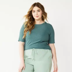 Plus Size Nine West Essential Fitted Elbow-Sleeve Tee -Deals My Glow Wardrobe Store 5247489 Huxley Blue