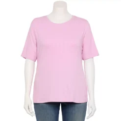 Plus Size Nine West Essential Fitted Elbow-Sleeve Tee -Deals My Glow Wardrobe Store 5247489 Lilac Necklace
