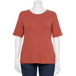 Plus Size Nine West Essential Fitted Elbow-Sleeve Tee -Deals My Glow Wardrobe Store 5247489 Mauve Jewel