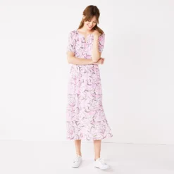 Women's Nine West Puff Sleeve Maxi Dress -Deals My Glow Wardrobe Store 5261378 Orchid Soft Floral