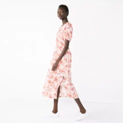 Women's Nine West Puff Sleeve Maxi Dress -Deals My Glow Wardrobe Store 5261378 Rust Floral Camo