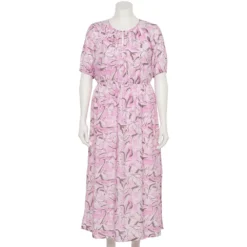 Plus Size Nine West Puff-Sleeve Chiffon Maxi Dress -Deals My Glow Wardrobe Store 5262085 Orchid Soft Floral