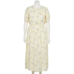 Plus Size Nine West Puff-Sleeve Chiffon Maxi Dress