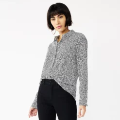 Petite Nine West Drapey Shirt -Deals My Glow Wardrobe Store 5262174 Black Mini Hearts