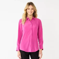 Petite Nine West Drapey Shirt -Deals My Glow Wardrobe Store 5262174 Magenta Daisy