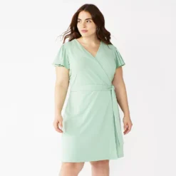 Plus Size Nine West Flutter Sleeve Wrap Dress -Deals My Glow Wardrobe Store 5262327 Mint Virtue