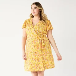 Plus Size Nine West Flutter Sleeve Wrap Dress