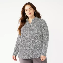 Plus Size Nine West Drapey Button Down Shirt -Deals My Glow Wardrobe Store 5262413 Black Mini Hearts