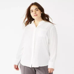 Plus Size Nine West Drapey Button Down Shirt -Deals My Glow Wardrobe Store 5262413 White Knight