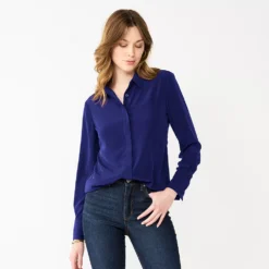 Women's Nine West Drapey Button Down Shirt -Deals My Glow Wardrobe Store 5271741 Clara Purple