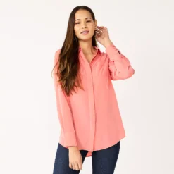 Women's Nine West Drapey Button Down Shirt -Deals My Glow Wardrobe Store 5271741 Cruz Coral
