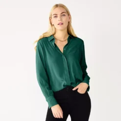 Women's Nine West Drapey Button Down Shirt -Deals My Glow Wardrobe Store 5271741 Lavish Green