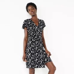 Women's Nine West Flutter Sleeve Wrap Dress -Deals My Glow Wardrobe Store 5280249 Black Paint Dabs