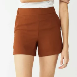 Women's Nine West Mid-Rise Pull-On Soft Shorts -Deals My Glow Wardrobe Store 5280255 Cocoa Loco