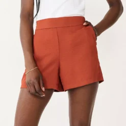 Women's Nine West Mid-Rise Pull-On Soft Shorts -Deals My Glow Wardrobe Store 5280255 Marsala Flower