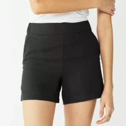 Women's Nine West Mid-Rise Pull-On Soft Shorts -Deals My Glow Wardrobe Store 5280255 Mineral Black