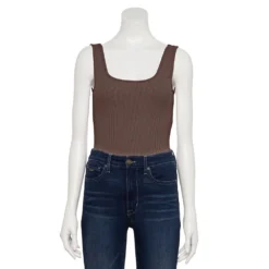 Women's Nine West Rib Scoopneck Tank Bodysuit -Deals My Glow Wardrobe Store 5288302 Abe Brown