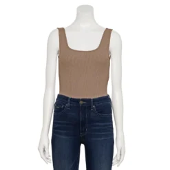 Women's Nine West Rib Scoopneck Tank Bodysuit -Deals My Glow Wardrobe Store 5288302 Kalari Haki