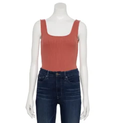 Women's Nine West Rib Scoopneck Tank Bodysuit -Deals My Glow Wardrobe Store 5288302 Mauve Jewel