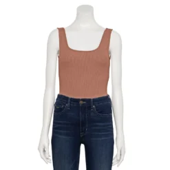 Women's Nine West Rib Scoopneck Tank Bodysuit