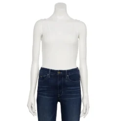 Women's Nine West Rib Scoopneck Tank Bodysuit -Deals My Glow Wardrobe Store 5288302 White