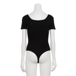 Women's Nine West Rib Short Sleeve Squareneck Bodysuit -Deals My Glow Wardrobe Store 5290693 ALT2