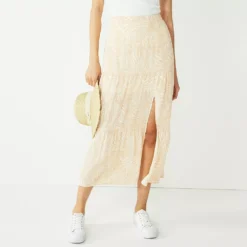 Women's Nine West Crosshatch Tiered Maxi Skirt -Deals My Glow Wardrobe Store 5330209 Beige Small Zebra