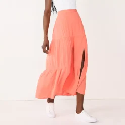 Women's Nine West Crosshatch Tiered Maxi Skirt -Deals My Glow Wardrobe Store 5330209 Cruz Coral